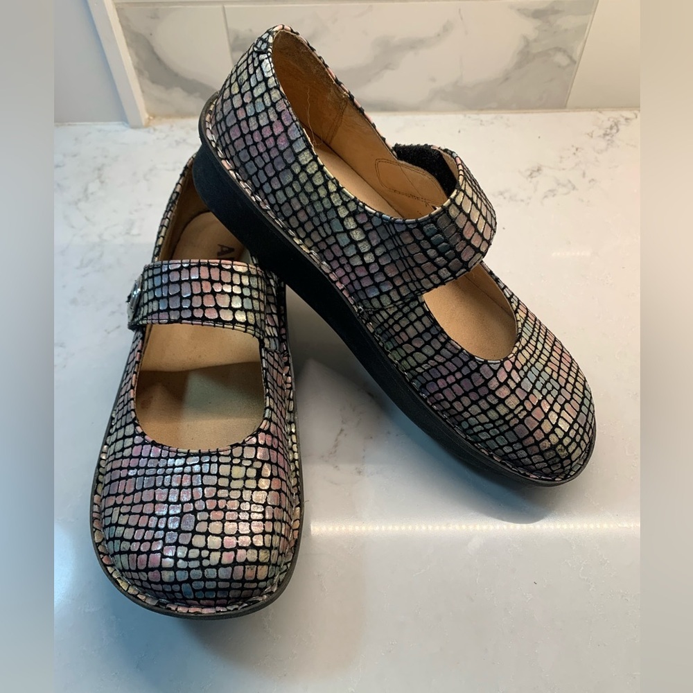 Algeria Iridescent Colorful Squares Mary Jane Shoes Size 41​